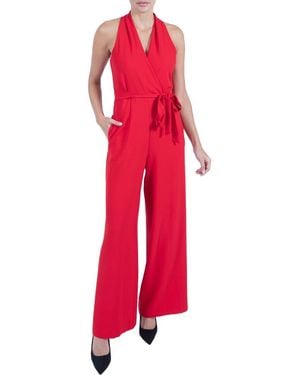 Julia Jordan Tie Waist Wide Leg Jumpsuit - Red
