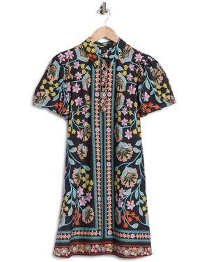 Halogen® Collared Puff Sleeve Cotton Dress - Black