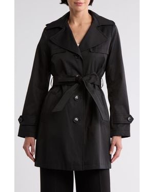 Sam Edelman Rain Cotton Blend Belted Trench Coat - Black