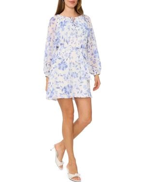 Parker Floral Balloon Sleeve Shift Minidress - Blue