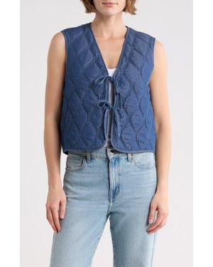Nanette Lepore Heart Quilted Denim Vest - Blue