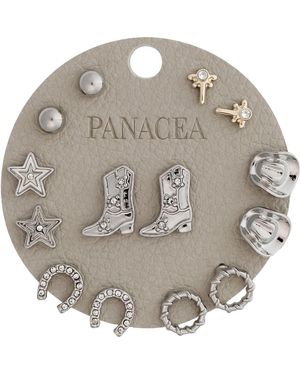 Panacea Western Set Of 7 Assorted Stud Earrings - Gray