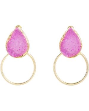 Saachi Druzy Bezel Frontal Hoop Earrings - Pink