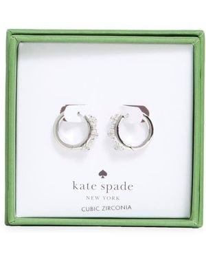 Kate Spade Flower Cubic Zirconia Huggie Hoop Earrings - Green