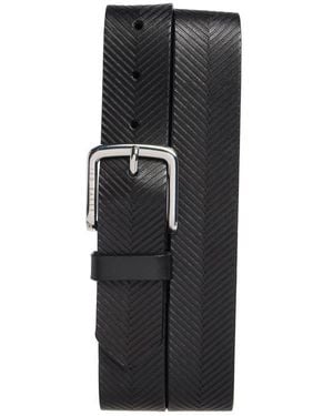 Ted Baker Herringbone Leather Belt - Black