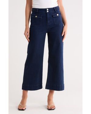 Vigoss Dylan Braided Waist Wide Leg Jeans - Blue