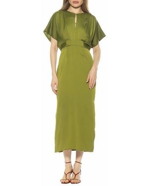 Alexia Admor Sylvi Draped Sleeve Midi Dress in Red | Lyst