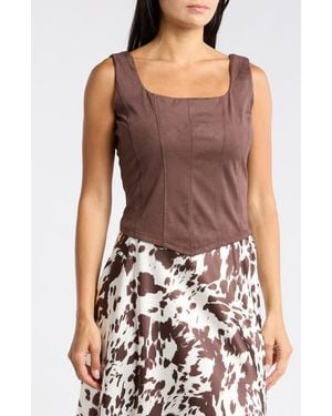 Vigoss Faux Suede Corset Tank - Brown