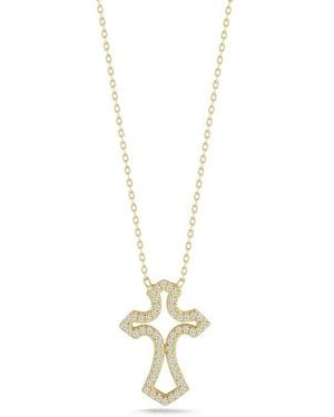 Sphera Milano Cubic Zirconia Open Cross Pendant Necklace - Metallic