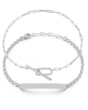 Glaze Jewelry Set Of 2 Sterling Bracelets - White