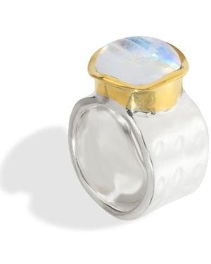 YS GEMS Semiprecious Stone Cabochon Ring - White