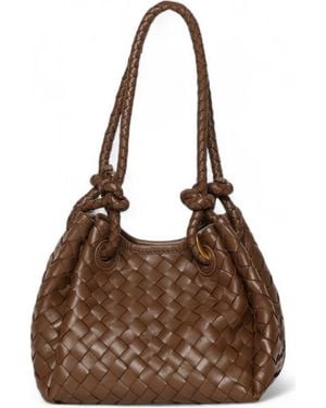Walter Baker Kinsley Knot Top Handle Woven Leather Bag - Brown