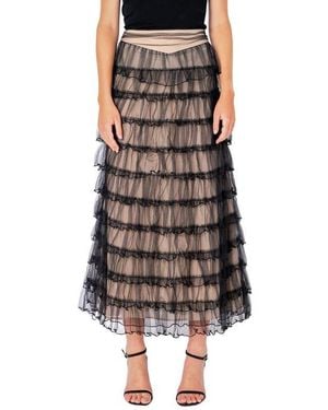 Endless Rose Tiered Tulle Midi Skirt - Brown