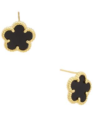 Juvell Onyx Clover Stud Earrings - Black