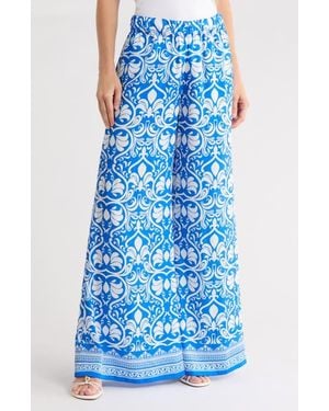 Alice + Olivia Keegan Wide Leg Pull-On Pants - Blue