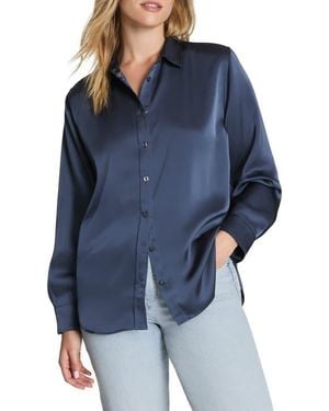 Spanx Better Than Silk Button-Down Shirt - Blue