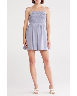 Wishlist Stripe Smocked Romper - Blue
