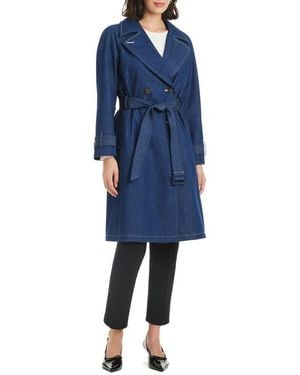 Kate Spade Double Breasted Longline Denim Trench Coat - Blue