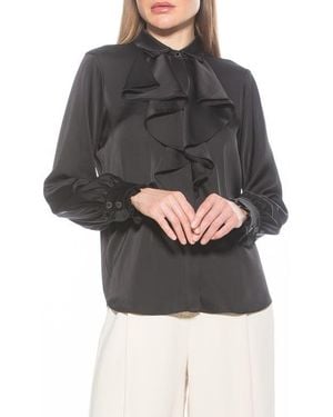 Alexia Admor Ruffle Point Collar Blouse - Gray