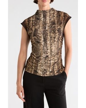 DKNY Funnel Neck Jersey Top - Multicolor