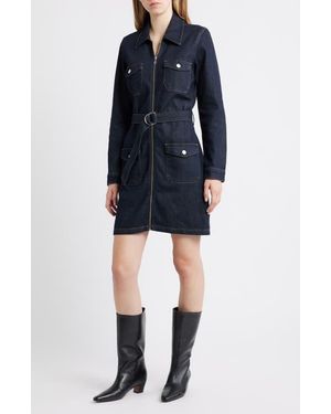Rails Jefferson Belted Long Sleeve Utility Mini Shirtdress - Blue