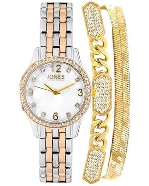 I TOUCH Two-Tone Crystal Bracelet Watch & Bracelets Set, 30Mm - White