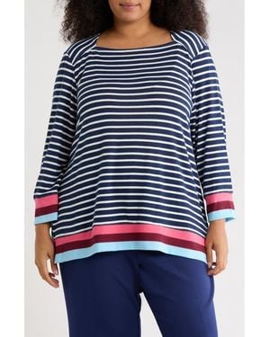 Ruby Rd. Stripe Hacci Pullover - Blue
