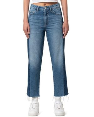 Mavi Savannah High Waist Raw Hem Crop Relaxed Straight Leg Jeans - Blue