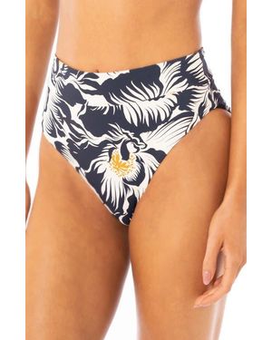 Maaji Delft Suzy Q Reversible High Waist Bikini Bottoms - Blue