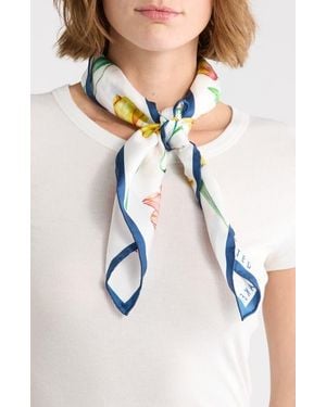 Ted Baker Floral Silk Twill Square Scarf - White