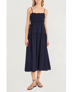 The Good Journey Smocked Tank Dress - Blue