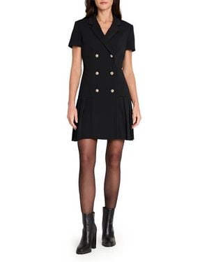 Tahari Double Breasted Pleat Hem Coat Dress - Black