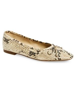 SCHUTZ SHOES Arissa Snakeskin Embossed Ballet Flat - Natural