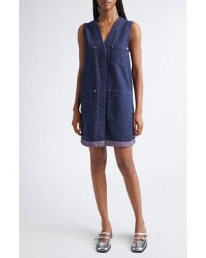 Stine Goya Contrast Hem Denim Dress - Blue