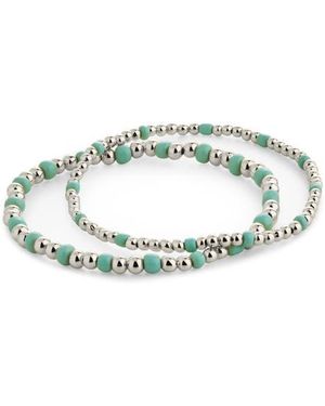Sterling Forever Misty Set Of 2 Beaded Stretch Bracelets - Green