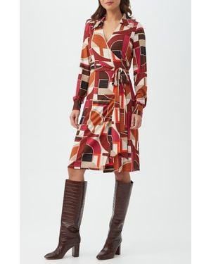 Trina Turk Makeba Long Sleeve Wrap Dress - Red