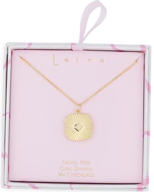 Leith Fluted Square Locket Necklace - Pink