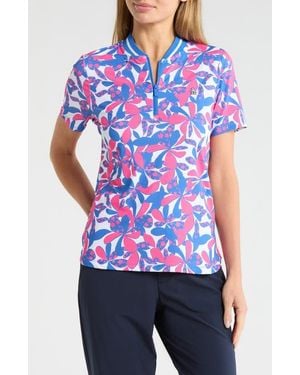Original Penguin Floral Print Golf Knit Polo - Blue