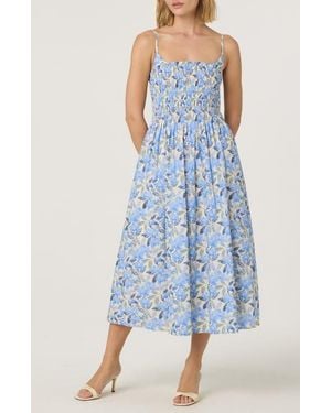 Astr Floral Print A-Line Dress - Blue