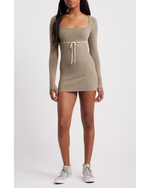 BDG Edison Long Sleeve Sweater Minidress - Natural