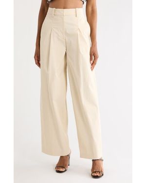 A.L.C. Ryder High Waist Wide Leg Stretch Cotton Pants - Natural