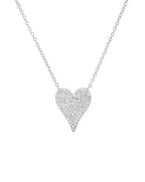 Queen Jewels Elongated Pavé Cubic Zirconia Heart Pendant Necklace - White