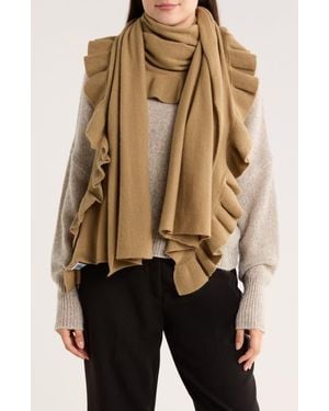 Portolano Ruffle Trim Cashmere Wrap Scarf - Multicolor