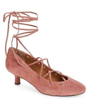 Madewell Remy Wraparound Ankle Strap Kitten Heel Pump - Pink