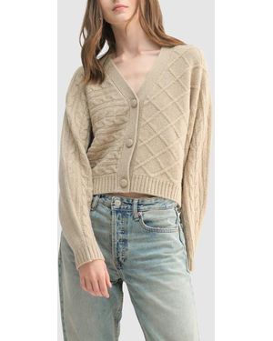 Lush Combination Long Sleeve Cardigan - Blue
