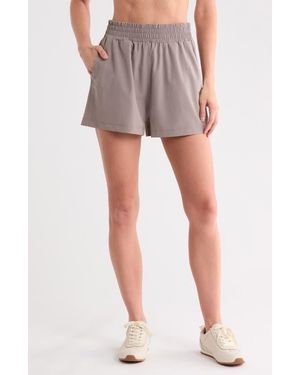 DKNY Hudson High Waist Performance Shorts - Brown