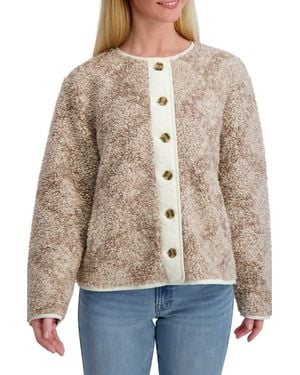 Lucky Brand Faux Shearling Button Front Jacket - Brown