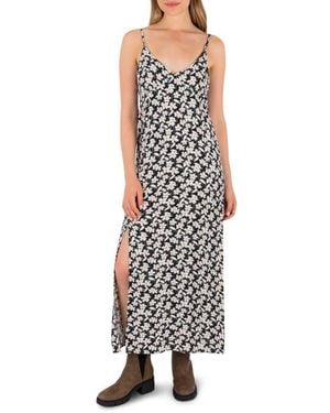 Hurley Amour Floral Print Maxi Slipdress - Black