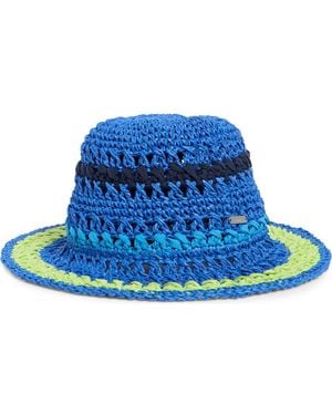 Steve Madden Carly Striped Crochet Bucket Hat - Blue
