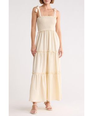 LBLC The Label Darla Smocked Maxi Dress - Natural